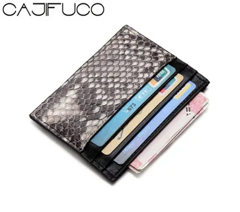 

CAJIFUCO Ultrathin Real Python Skin Porte Carte Magic Wallet Credit Card Holder Wallet Leather Coin Purse Python Card Holder
