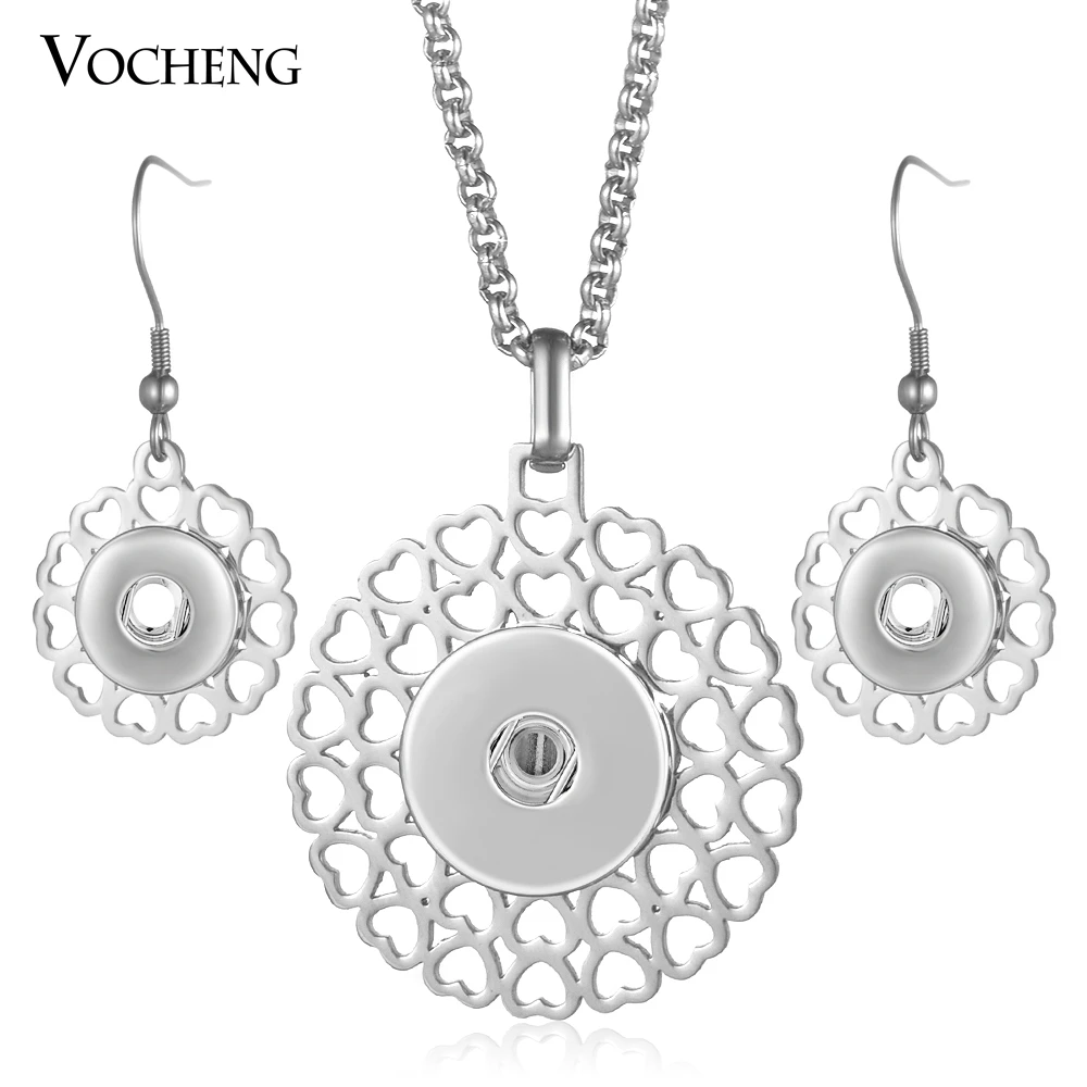 

10 шт./лот Нержавеющая Сталь Имбирь кнопки Ювелирный Комплект покрытый 18 мм красивое женское ожерелье, украшение на шею и 12 мм Серьги NN-625 * 10