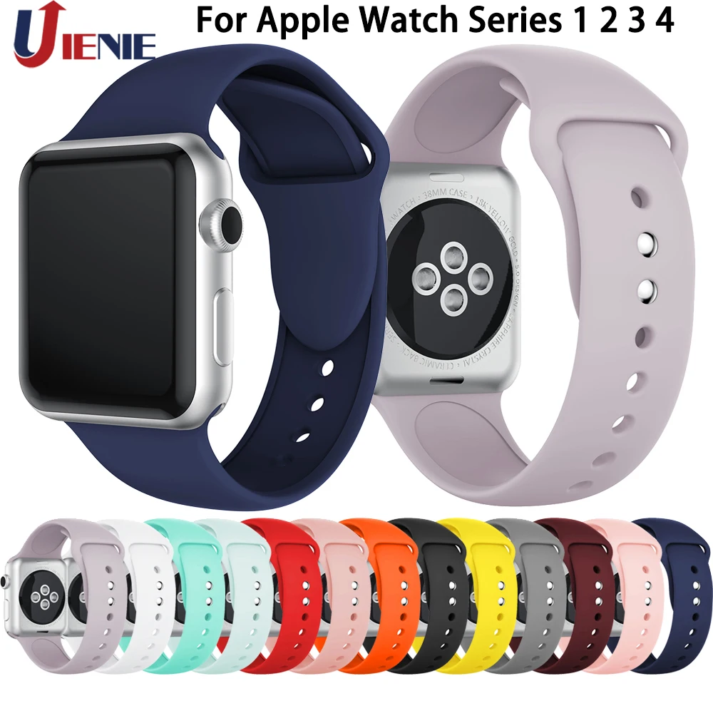 Силиконовый ремешок для наручных часов Apple Watch, версии 5/4/3/2/1 38 мм 42 мм спортивные Смарт-часы браслет для наручных часов iWatch серии 4 40 мм 44 м Correa