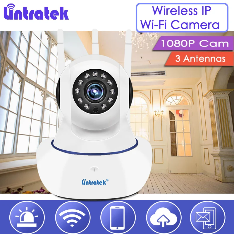 Lintratek Wi-Fi IP Камера 1080 P Беспроводной Безопасности Cam 2MP Видеоняни и радионяни няня купол Камера 1080 P с 3 антенны наблюдения s39