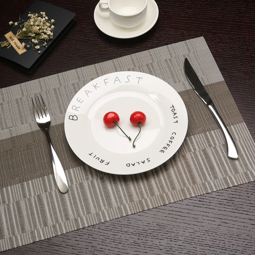 

2pcs/Lot Tricolor Stripe Pattern Placemats For Kitchen Table PVC Rectangle Table Mat Place Mats For Dining Table 30*45cm