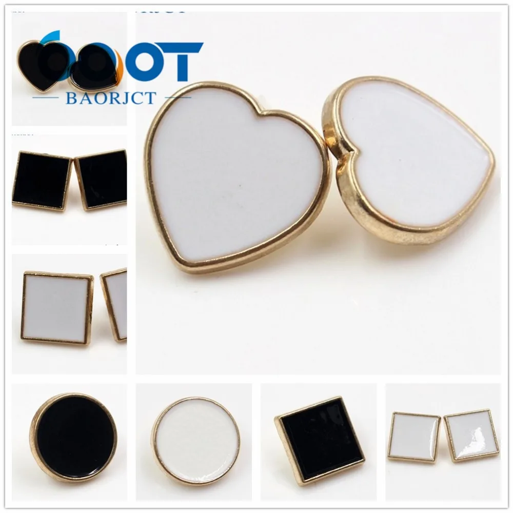 

177308,Simple geometric black and white metal buttons 10pcs/lots Coats - Jackets - Uniforms - Shirts Buttons DIY handmade sewing