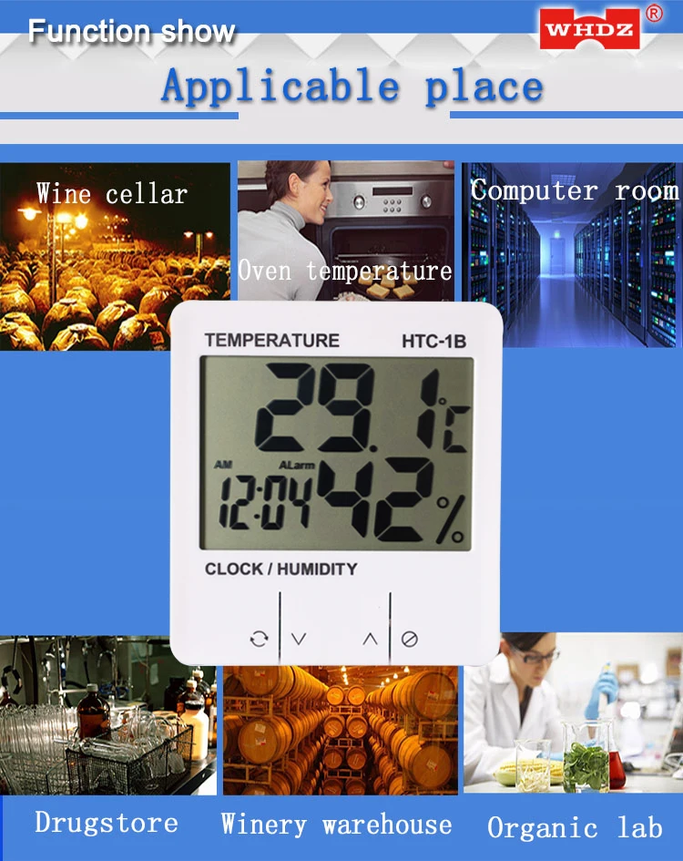 Экскюзив! HTC-1B электронный измеритель температуры и влажности в помещении Цифровой термометр гигрометр Метеостанция Будильник