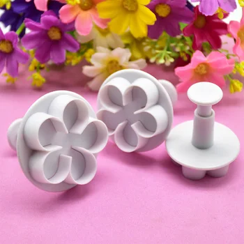 

3Pcs Cookie Cutter Cake Decorating Tools Baking Accessories Spring Die Cake Fondant Mold KItchen Gadgets Flower Plunger Plastic