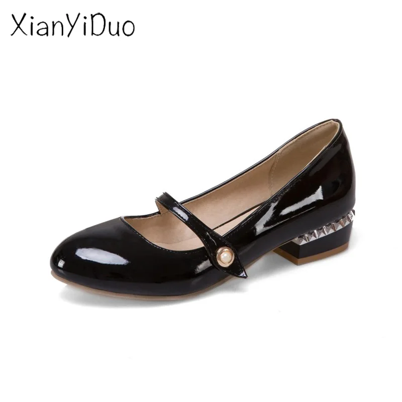 

Xianyiduo Spring/Autumn white red Wedding Women's Shoes Round Toe low heels Pumps big size34-50/T8-3