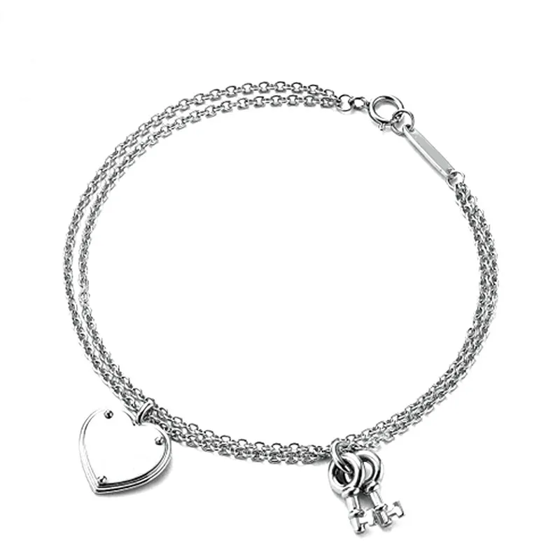 

NEW Charm Gift 925 Sterling Silver Key Lock TIFF Attractive Elegance Temperament Bracelet World Jewelry