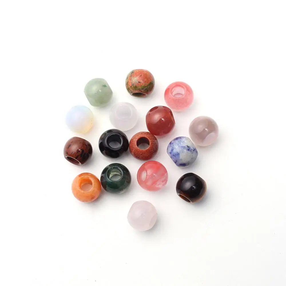 

12pcs/lot Multicolour Large Hole Natural Stone Roses Quartz Beads Accessories Bracelet Necklace Loose Beads Jewelry Making Free