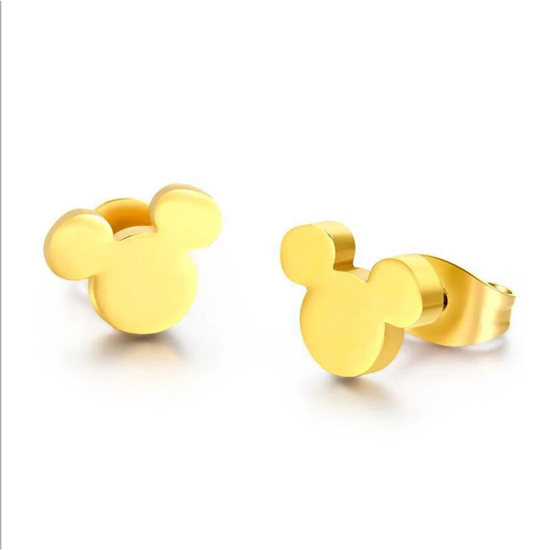 SMJEL Mini Animal Earing Mickey Earrings for Women Bijoux New Kids Earring Small Ear Studs Pendientes Cartoon Jewelry oorbellen - Окраска металла: ged001