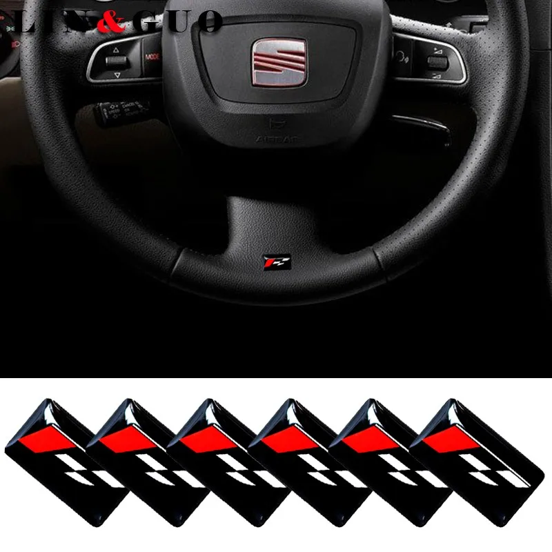 

6pcs/set case for Seat Leon Ibiza cupra Altea Belt Racing Steering wheel 3D Epoxy Car decoration sticker