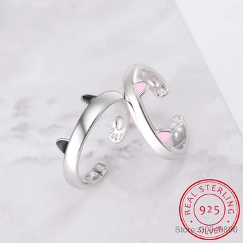 

Fashion Cat Ear Ring for Women Trendy 925 Sterling Silver Jewelry Engagement Gifts Anillos Mujer Bijoux Femme ALR0163