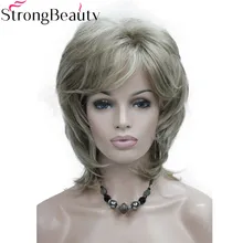 Сильная красота синтетические парики средней длины волнистые волосы для женщин монолитный парик 15 цветов