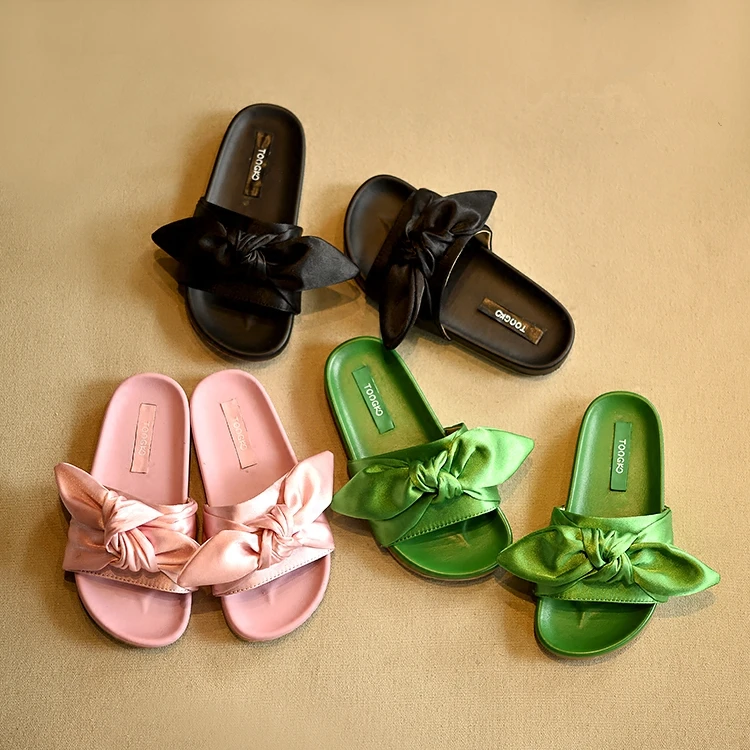 Baby Girls Brand Sandals 2017 Summer Super Cute Bowtie Slides Sandals ...