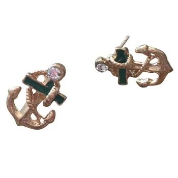 

1 Pair Women Girls Navy Sailor Style Crystal Rhinestone Anchor Ear Studs Earrings Jewelry Gifts HSJ88