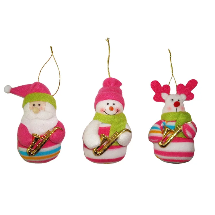 

3set/lot Merry Christmas red tree stand Hanging 2.3x3.9inch(10x6cm) santa santa claus with sax Gift party decor(pack of 3)