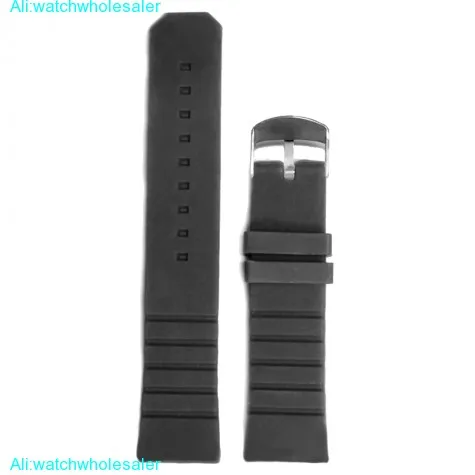 22mm Simple Black Silicone Jelly Rubber Unisex Watch Band Straps WB1052M22JB