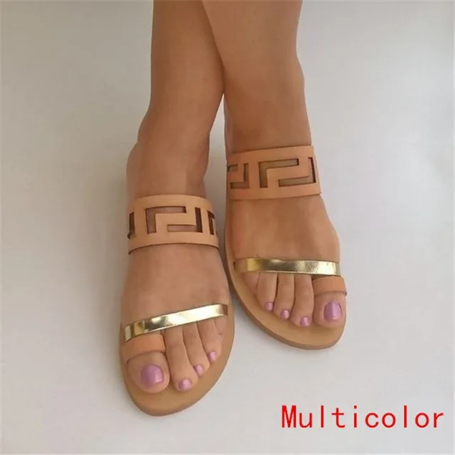 

Womens Sandals Open Toe Hollow Flat Flip flops Toe Ring Casual Summer Slippers