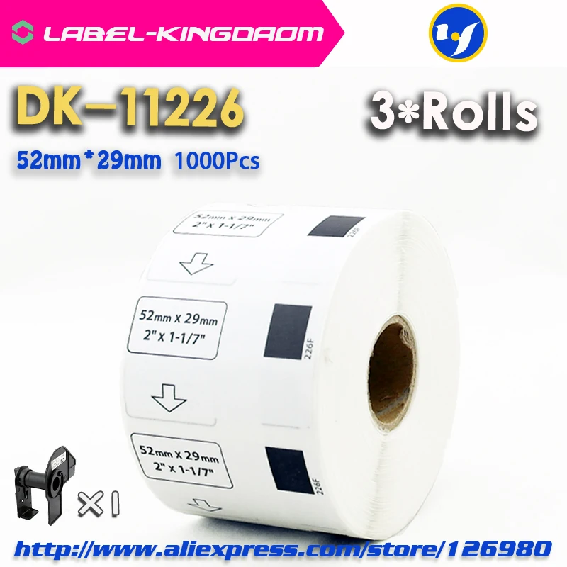 

3 Refill Rolls Compatible DK-11226 Label 52mm*29mm 1000Pcs Compatible for Brother Label Printer QL-700/720 White Paper DK-1226