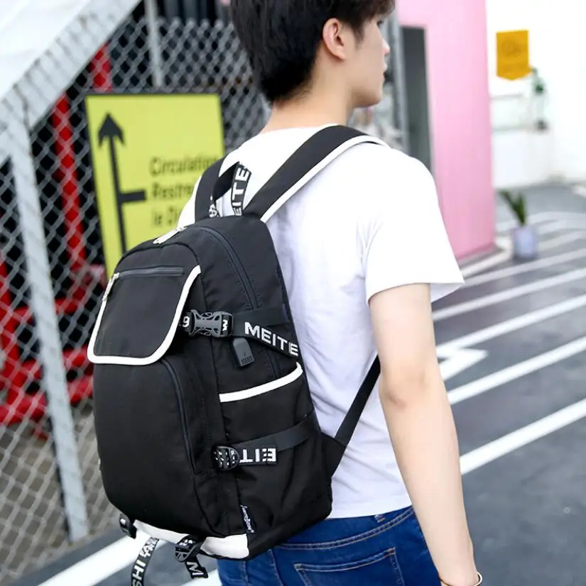 Япония Аниме данганронпа рюкзак зарядка через USB рюкзак подростков школьные сумки для женщин мужчин путешествия ноутбук сумка