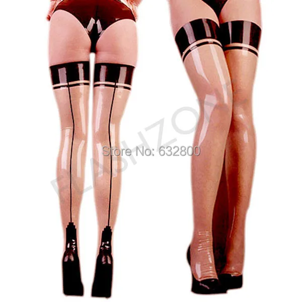 

Free shipping ~ Transparent & black latex stockings