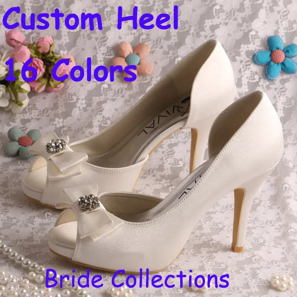 Wedopus Women Wedding Bridal Shoes Satin Bow 10CM Platform High Heel Lady s Pumps