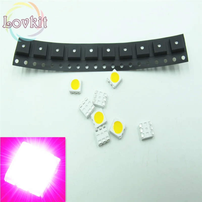 

500pcs PLCC-6 5050 SMD Pink led Super Bright Light Diode 3.0-3.2V 800-1000mcd For Bike DIY SMD/SMT Chip lamp beads