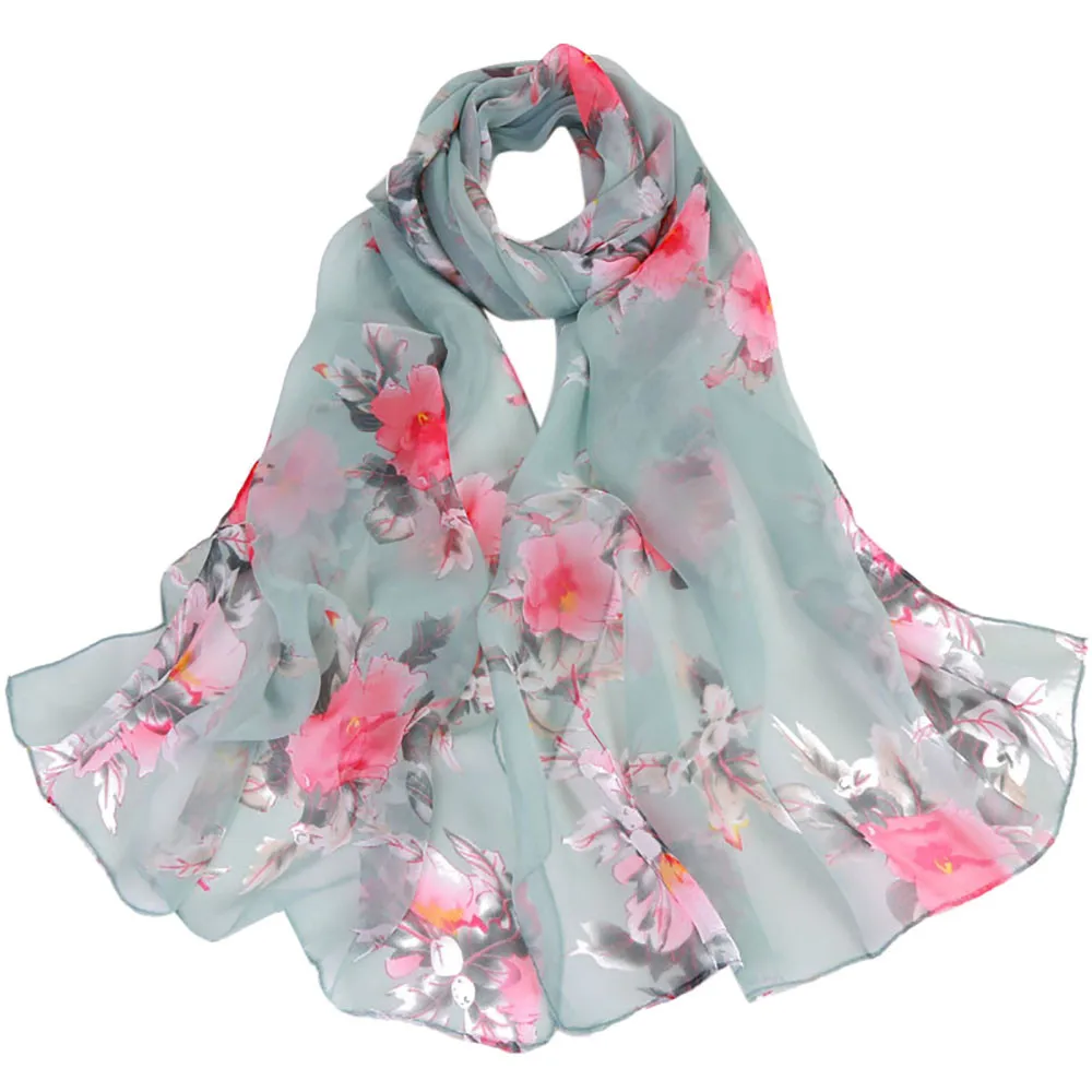 Модный цветочный шифоновый шарф женский шаль длинный Шелковый мягкий широкий шарф хиджаб шарфы элегантные женские пончо для пляжа Роковая женщина# h