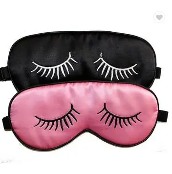 

Cute Mulberry Silk Blindfold Travel Sleep Eye Mask with Eyelashes for Sleeping