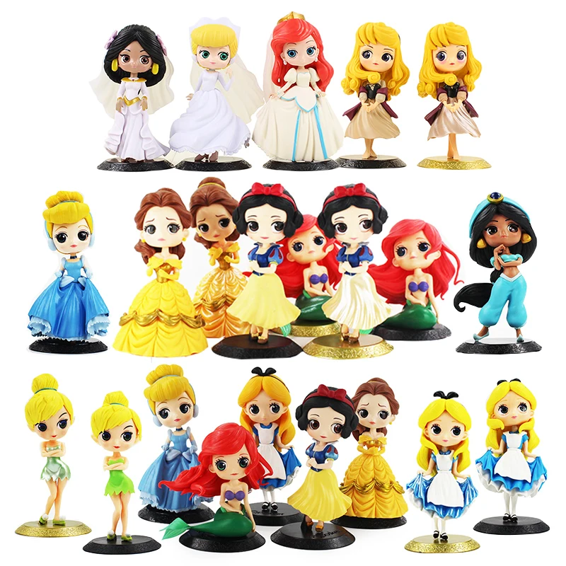 5 Disney Princess Belle Tinkerbell Snow White Ariel Mermaid Action Figures Toy