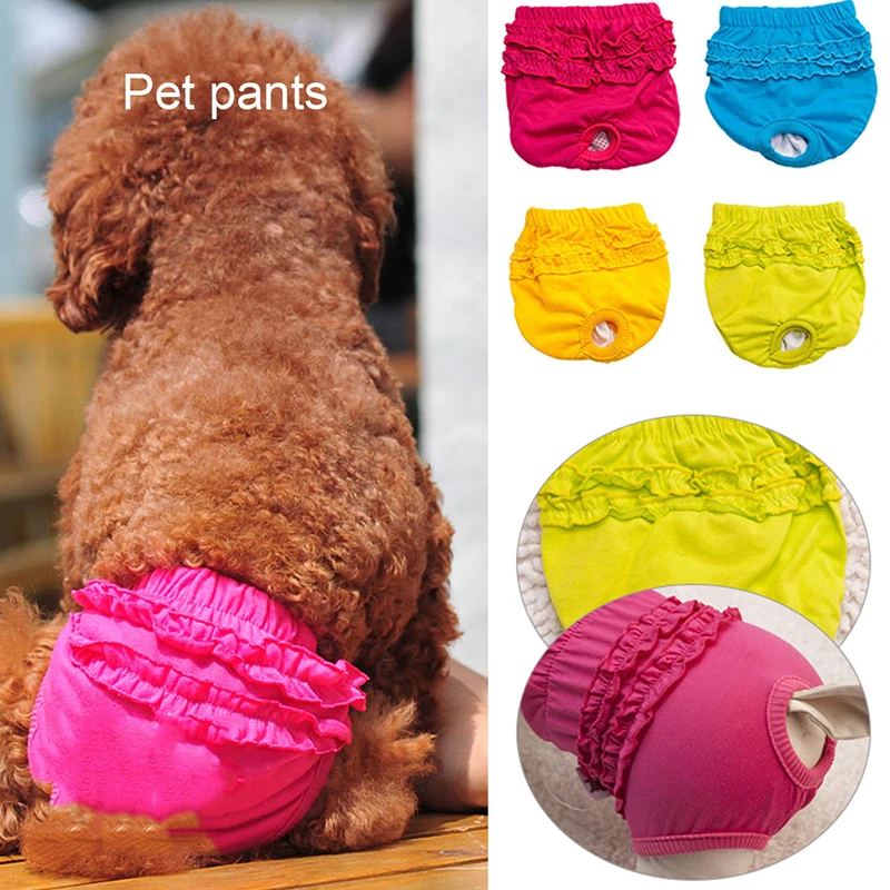 

1Pcs Apple Green, Yellow, Blue, Rose Cute Lovely Pet Lace Physiological Pants Pets Dogs Clothes Anti-harassment Panties Cotton
