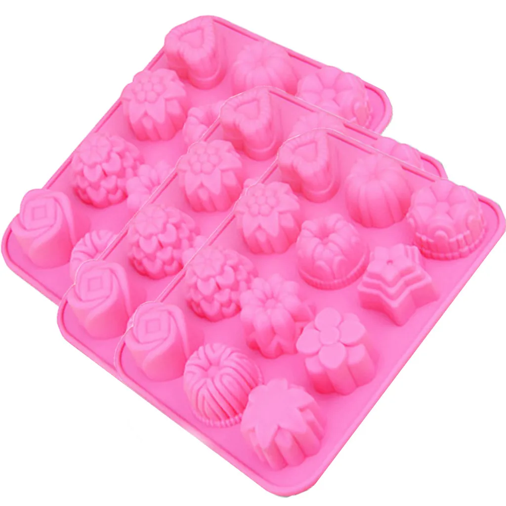 

3Pcs 12 Holes 3D Silicone Chocolate Cake Fondant Mould Baking Sugar craft Decorating Mold Tools Wedding Cake Decorating Tool