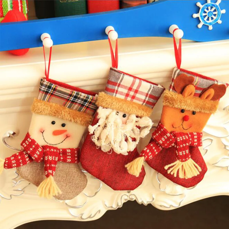 Новые новогодние подарочные носки средний мешок конфеты Санта-Клаус Олень украшение окна кулон 20 см