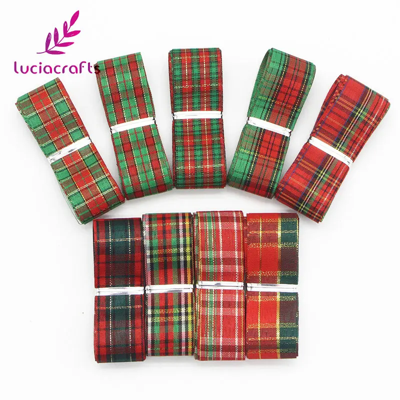 

Lucia crafts 5 yards 25mm Plaid Printing Grosgrain Ribbons Trim Hair Bows Christmas Party Gift Decorative Handcraft P0803