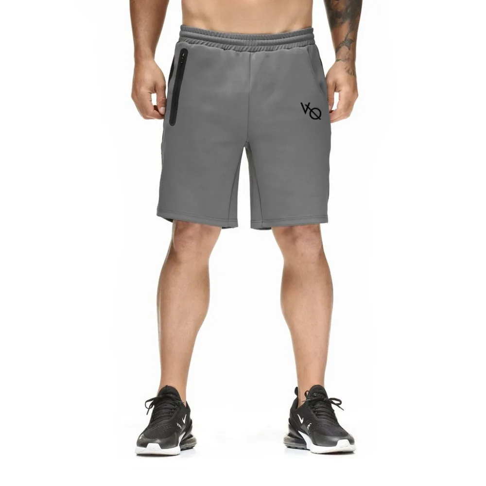 

New Men Shorts Joggers Solid Zip Pocket Patchwork Vq Sweatpants Beach Shorts Fitness Gyms Bodybuilding Men Cool Loose Breathable