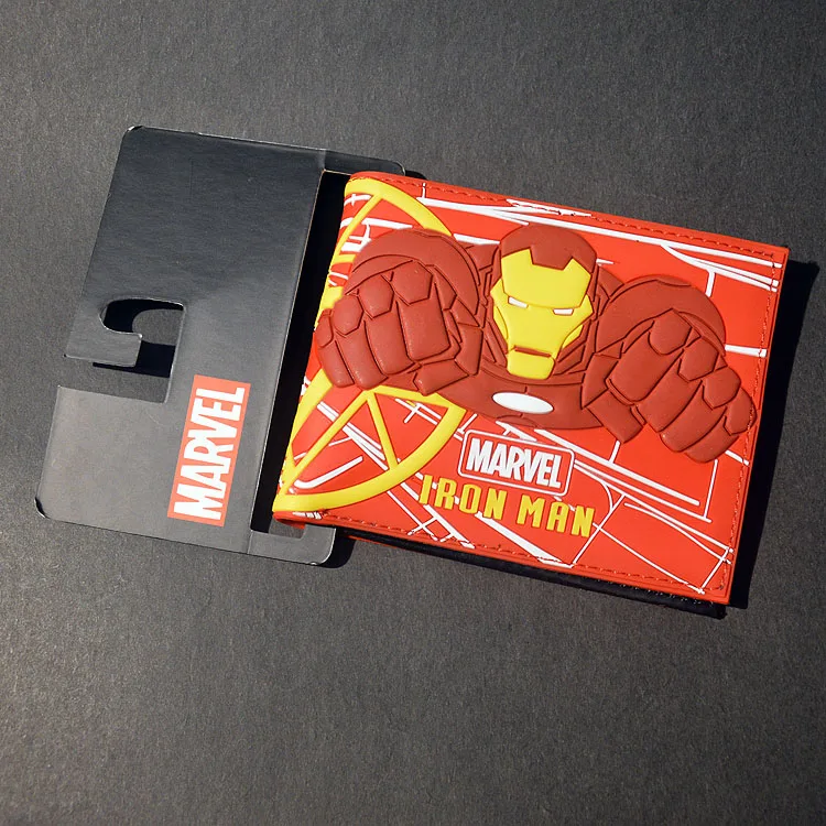 Комиксы DC Marvel Мстители мультфильм бумажник Бэтмен флэш Супермен железный человек 3D кошелек логотип кредитный держатель для карт мужской кошелек - Цвет: ironman3