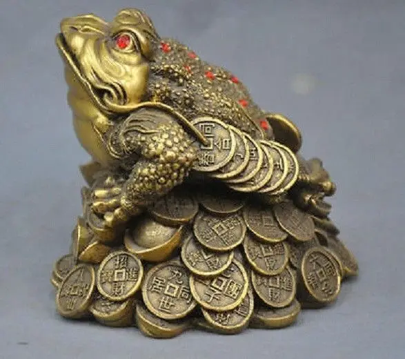 

China Folk Frog Toad Ingot Lucky Auspicious Bronze Statue