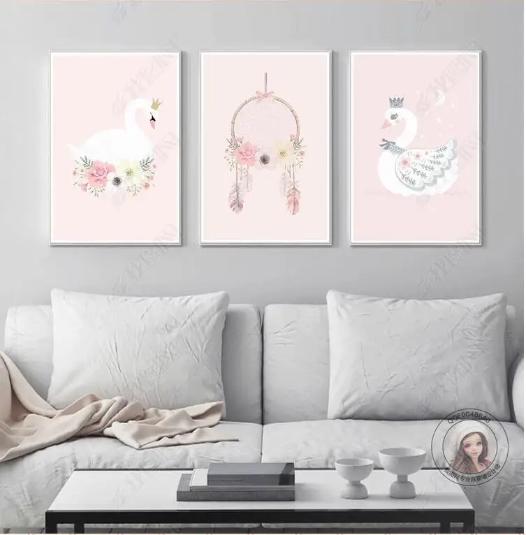 

Nordic Home Decorative Painting Swan Feathers Wall Photo Canvas Painting Photo For Living Room Poster CS248