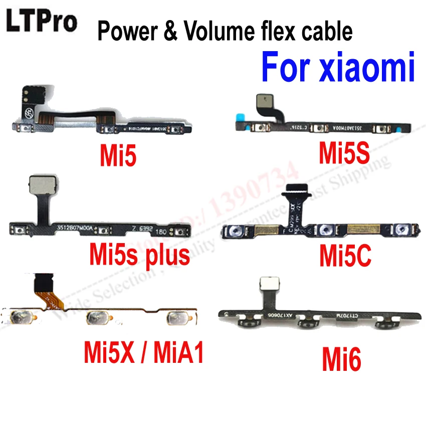 LTPro 1pcs Power Button &amp Volume Flex Cable For Xiaomi Mi5 Mi5s mi 5s plus 5c 5x a1 m6 m 3 M4 m4c m4i m4s max redmi3 4 | Мобильные