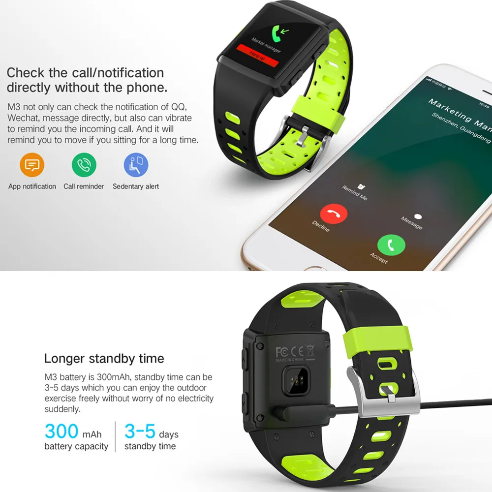 ASKMEER M3 GPS Смарт часы для мужчин IP68 Водонепроницаемый трекер сердечного ритма 1 3