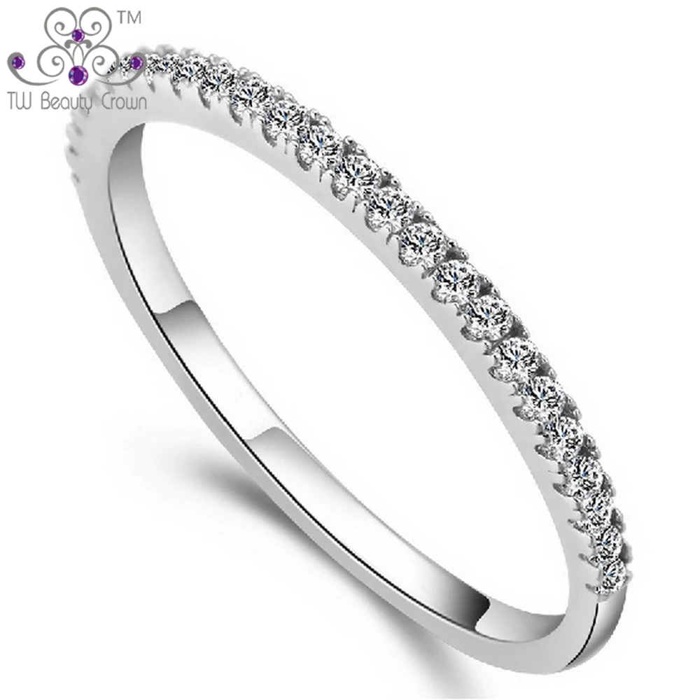 

0.015 Carat Real Real 925 Sterling Silver Red Purple Clear CZ Zirconia Rings for Women Wedding Engagement Jewelry CZ Micro Pave