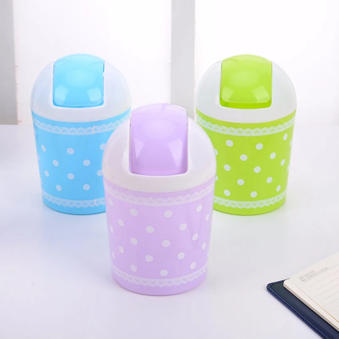 1pc PP Mini Plastic Car Table Dustbin Trash Can Waste Container Rubbish Bin Box Basket
