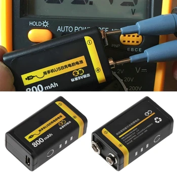 

9V 800mAh Micro USB Rechargeable Lipo Battery for Multimeter Microphone Remote