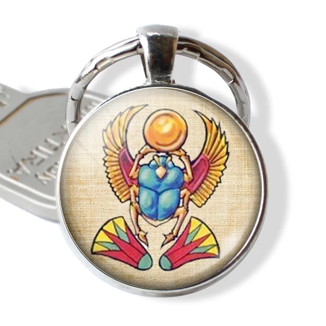 Ancient Egyptian Keychain Eye of Horus Ankh Anubis Charms Glass