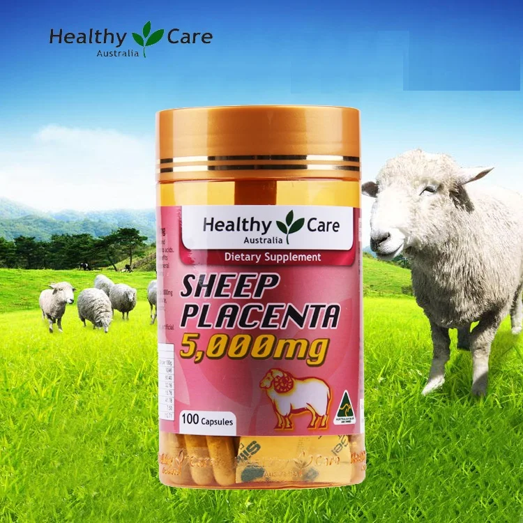 Healthy Care Sheep Placenta Supplement 100S Protein Amino Acids Support General well-being Improve vitality Promote Women Health