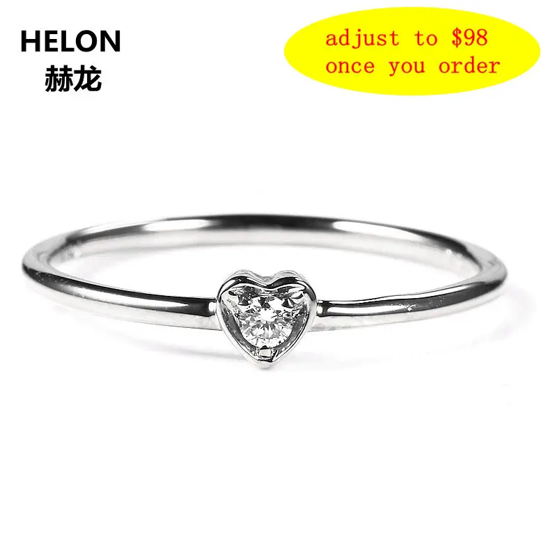 

Solid 10k White Gold VS/H Natural Diamonds Engagement Ring Wedding Band Trendy Heart Women Fine Jewelry