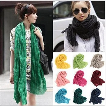 

New Bali Yarn Pure Folded Cotton and Hemp Scarf Children's Candy Autumn and Winter Women Gift Scarf Beautiful Scarves