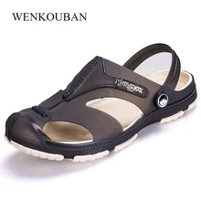 Летние мужские сандалии пляжная обувь дышащая мужские шлепанцы вьетнамки мужские садовые сабо с закрытым носком уличные рыбацкие сандалии