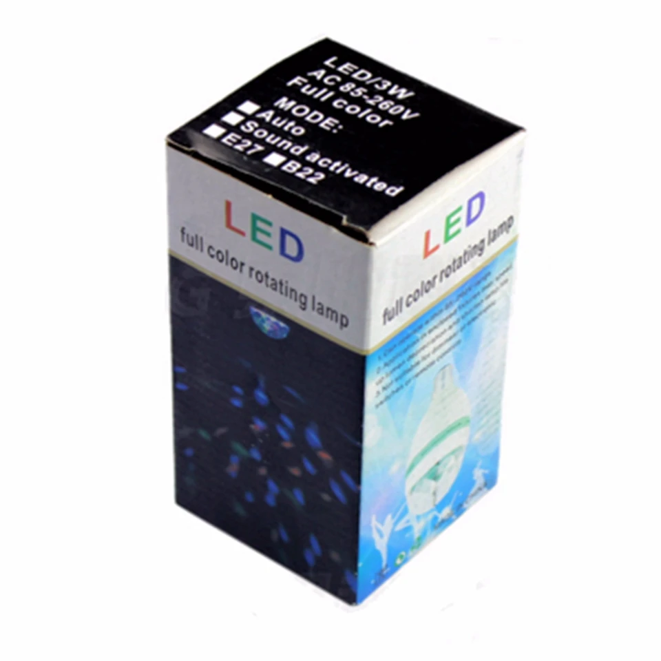 AC85 265V мини E27 3 Вт красочный Авто вращающийся RGB светодиодный светильник вечерние