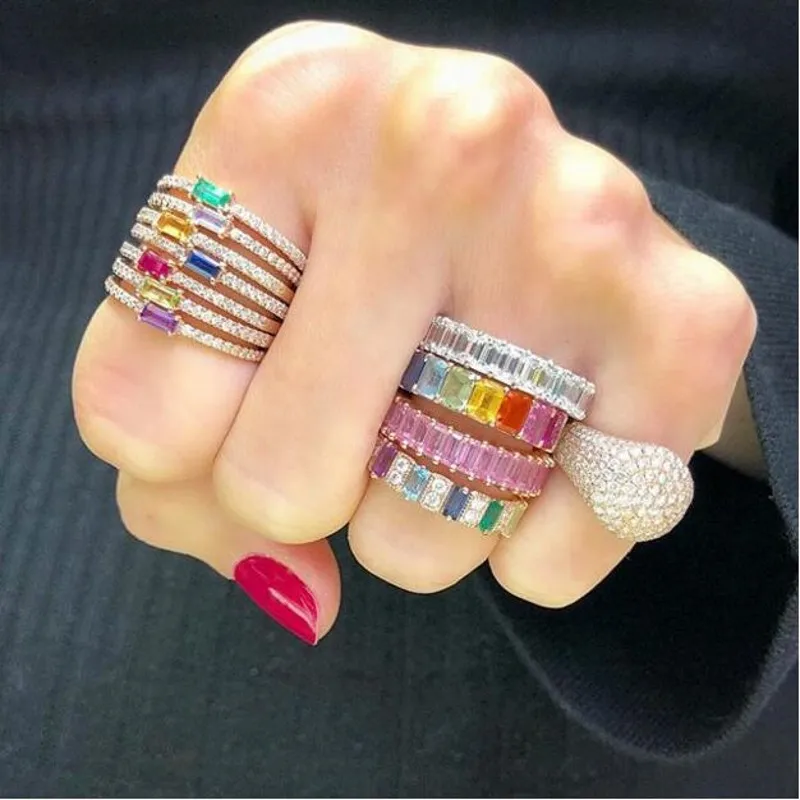 

Simple Ring Engagement 925 Sterling silver Birthstone cz Statement Party Rings For Women Finger Accessories Wedding Band Gift