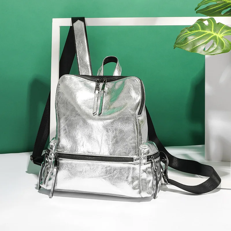 Женский рюкзак, новинка, модная летняя школьная сумка для девочек-подростков, рюкзак серебристого цвета, высокое качество, женский рюкзак из искусственной кожи