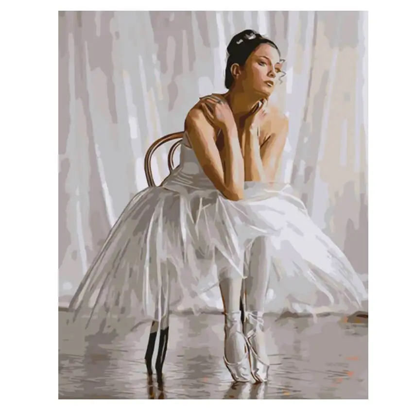 УИН танцующая женщина живопись по номерам Современный балет DIY цифровая девушка стены искусства картина для домашнего декора красоты масляные краски в качестве подарка - Цвет: Figure Painting 3